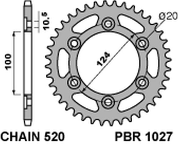 Rear Sprocket 1027 42 C45 Ducati Monster 800, 695 (JTR735.42) (Chain 520)