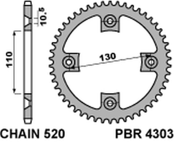 Rear Sprocket 4303 39 C45 Honda TRX 400 X 09 (JTR1350.39) (Chain 520)