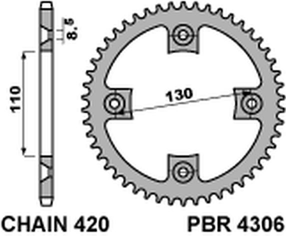 Rear Sprocket 4306 55 C45 Honda CR 85, 80 (JTR215.55) (Chain 420)