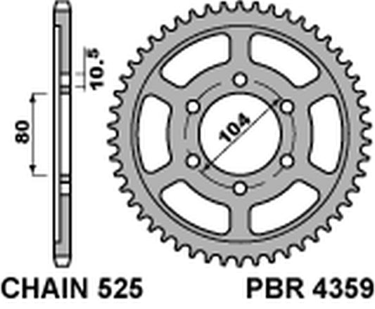 Rear Sprocket 4359 44 C45 Kawasaki Z 1000 03-20, Versys 1000 12-20, ZXR 750 R Ninja 96-03 (JTR1489.44) (Chain 525)