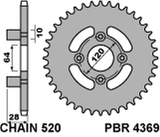 Rear Sprocket 4369 41 C45 Honda AX 1 250 00-05 (Chain 520)
