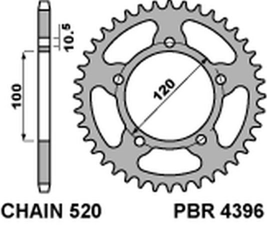 Rear Sprocket 4396 39 C45 Aprilia RS 125 06-12 (JTR703.39)