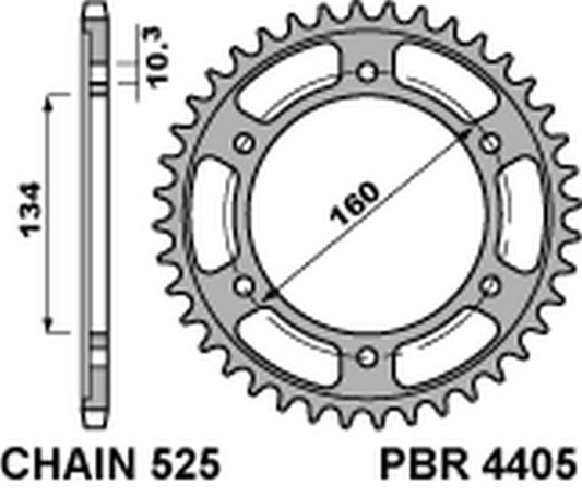 Rear Sprocket 4405 43 C45 Honda CBR 600 F 01-19, CBR 1000 RR 17-20, CBR 600 RR 03-15 (=JTR1317.43) (JTR1307.43) (Chain 525)