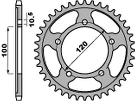 Rear Sprocket 4447 42 C45 Aprilia Tuono 1100, 1000 06-15, RSV4 RF 15-17, RSV4 RR 16-17 (JTR713.42) (Chain 525)