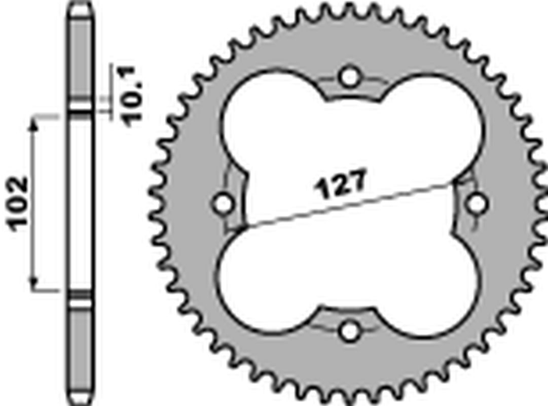 Rear Sprocket 4480 38 C45 Polaris Predator 500 03-07, Outlaw 525 08-10, Outlaw 450 08-10 +1 (JTR1480.38) (Chain 520)