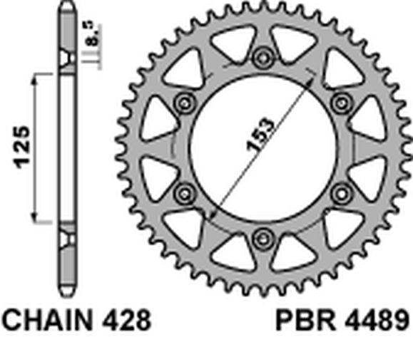Rear Sprocket 4489 59 F Honda CRM 125 HM 08-11 (Chain 428)