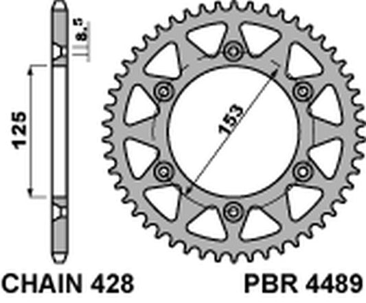 Rear Sprocket 4489 59 F Honda CRM 125 HM 08-11 (Chain 428)