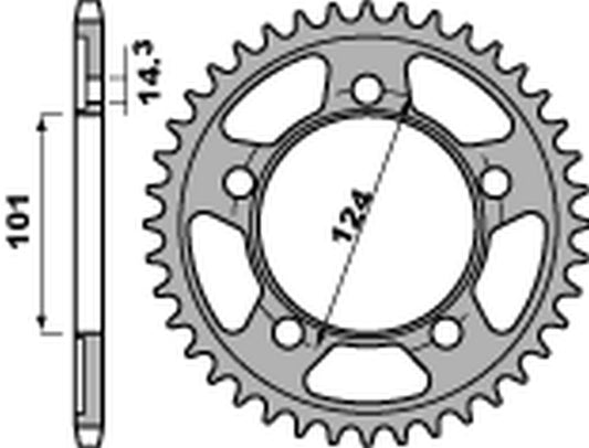 Rear Sprocket 4508 42 C45 KTM 990 RC8, 1190, 950 Supermoto, Duke (JTR898.42) (Chain 525)