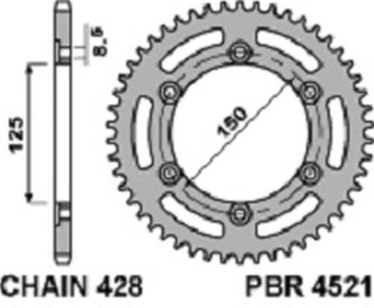 Rear Sprocket 4521 45 F Honda CG 125 ES 04-06 (Chain 428)