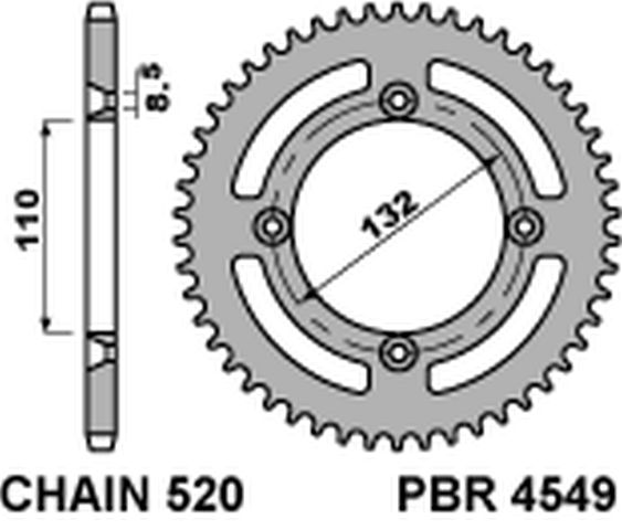 Rear Sprocket 4549 46 C45 KTM Freeride 250 14-20, 350 12-17 (Chain 520)