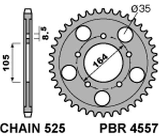 Rear Sprocket 4557 49 C45 Aprilia SRV 850 12, Gilera GP 800 09-13 +2 (no JTR) (Chain 525)