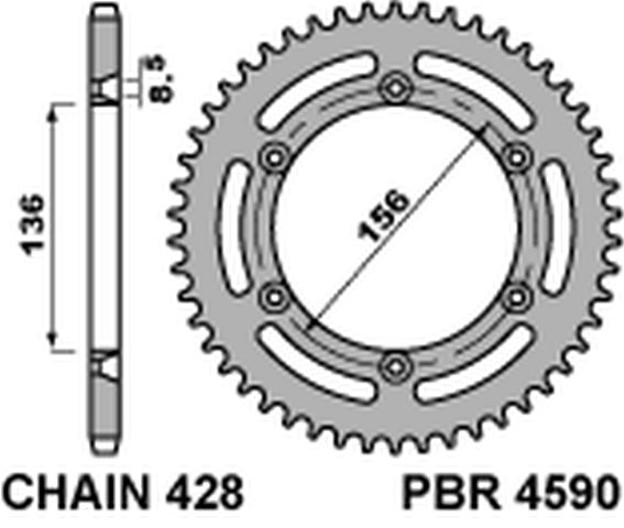 Rear Sprocket 4590 54 C45 Husqvarna TE 125 4T 10-13 (Chain 428)