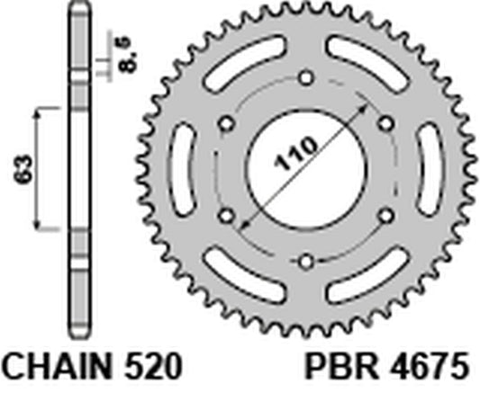Rear Sprocket 4675 43 C45 KTM Duke 125, 200 14-18, Duke 390, RC 13-18 (JTR890.43) (Chain 520)
