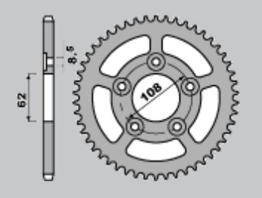 Rear Sprocket 714 49 Aprilia RS 125 Sport Pro 93-05, Cagiva Mito Sport Pro 92-03 (Chain 415)