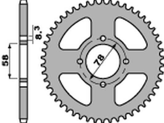Rear Sprocket 810 46 F Suzuki RG 80 Gamma 86-87, TC 90 71, Kawasaki KH 125 77-82, Hyosung GA 125 99-01, GF 125 98-03, Cruise 125 97-98 (JTR810.46) (Chain 428)