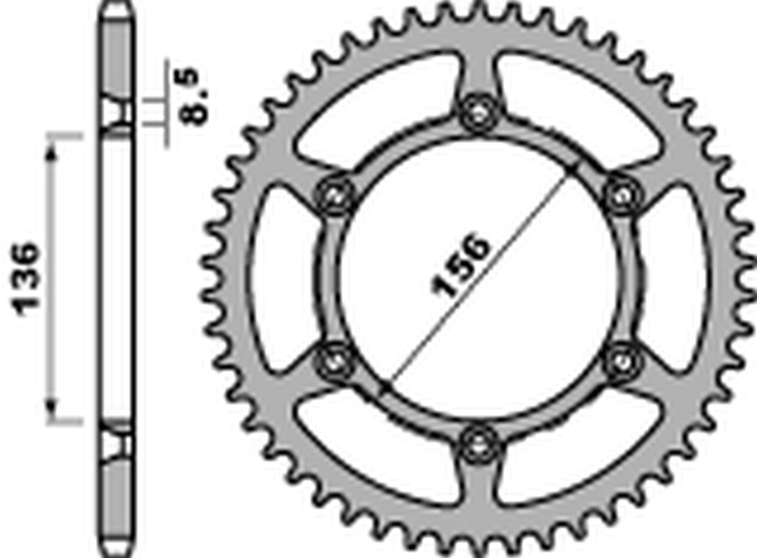 Rear Sprocket 820 53 C45 Suzuki DR 250, 350 90-95, Husqvarna SM, SMS 630 10-11 (JTR822.53) (Chain 520)