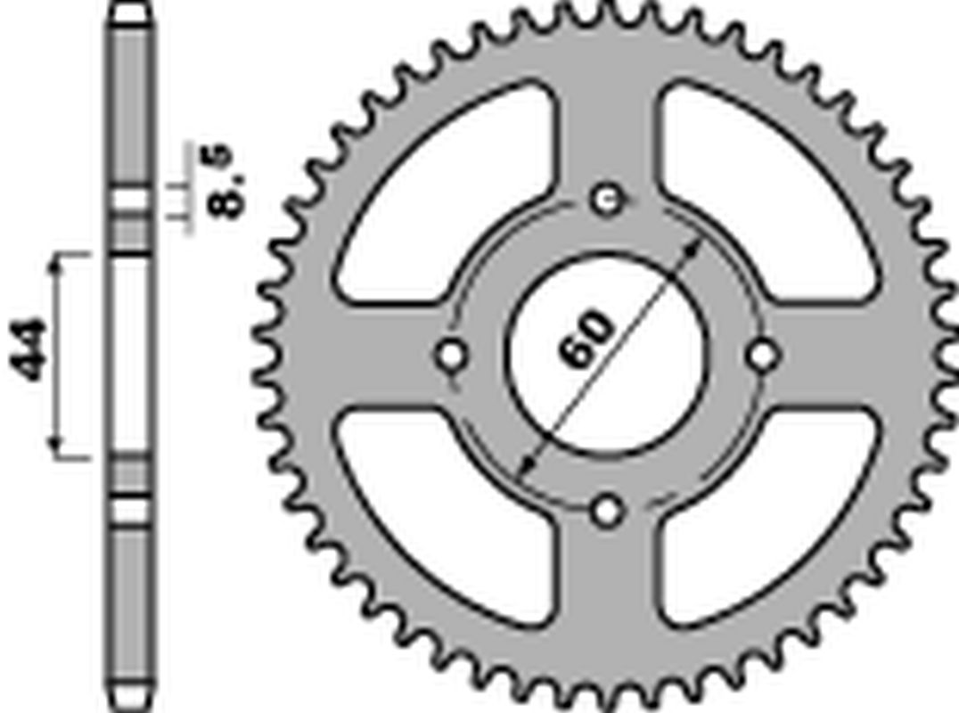 Rear Sprocket 832 52 F Yamaha DT 50 R 78-95 Alt. 4461.52 (JTR832.52) (Chain 420)