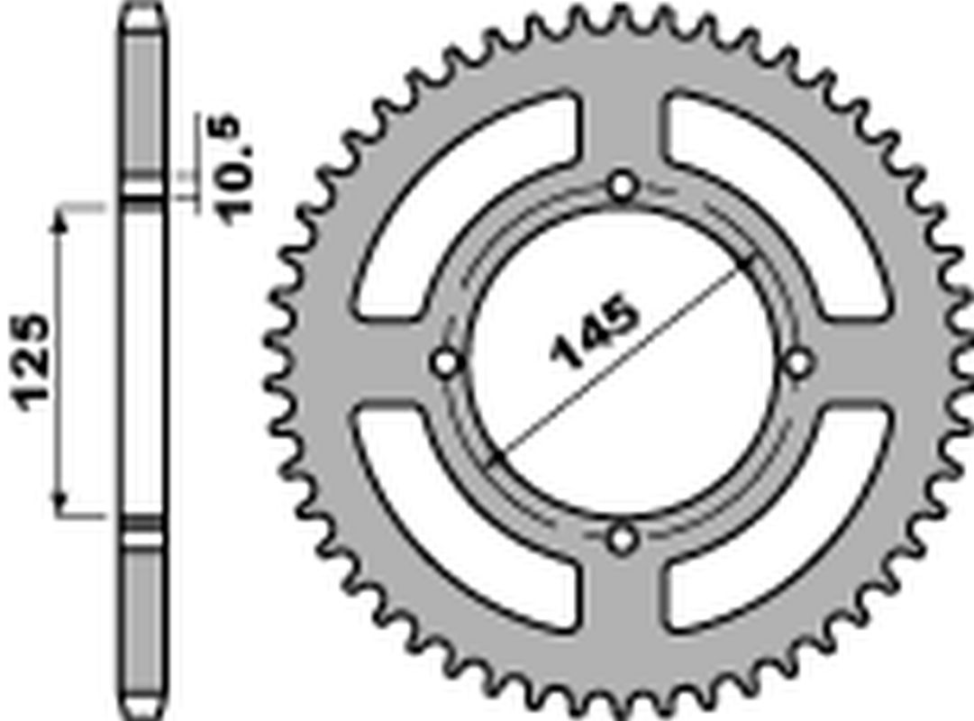 Rear Sprocket 857 42 C45 Yamaha XV 125 Virago 97-01, XV 250 Virago 89-05, XT 600 83-89, XT 600 Z Tenere 87-89, XTZ 660 Tenere 91-00 (JTR857.42) (Chain 520)