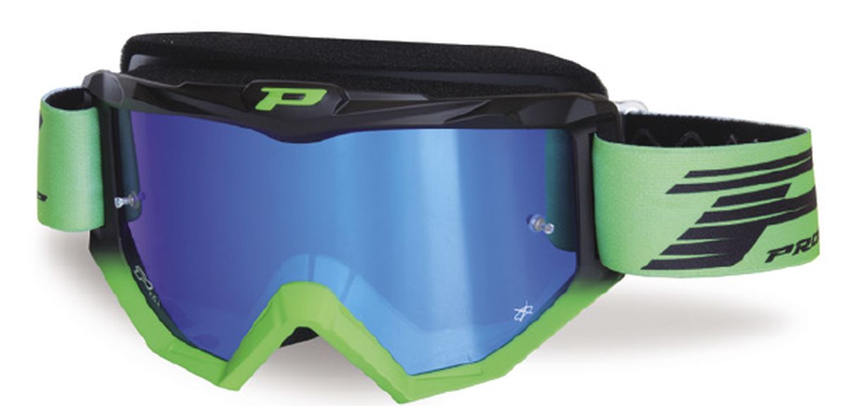 Goggles PG3201-138 FL Atzaki, Black/Green (Lens PG3246C Blue Mirrored, Antiscratch, No Fog, Anti UV) 