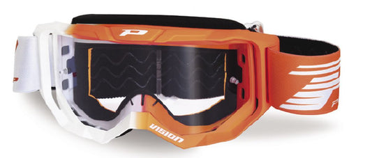 Goggles PG3300-242 TR Vision, White/Orange (Lens PG3310 Transparent, Antiscratch, No Fog, Anti UV) 