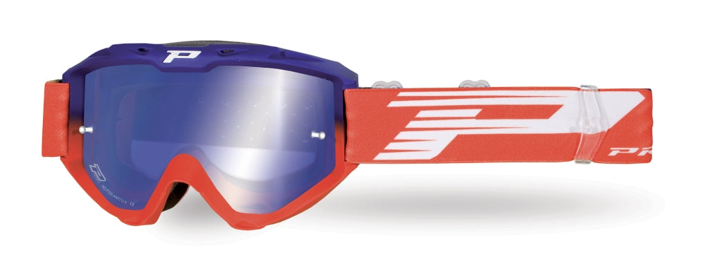 Goggles PG3450-338 FL Riot, Blue/Red (Lens PG3246 Blue Mirrored, Antiscratch, No Fog, Anti UV) 