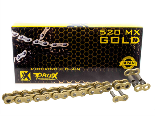 DRIVE CHAIN 520 MX GOLD (NON O-RING) 120 LINKS GOLD COLOR (OPEN + CLIP)