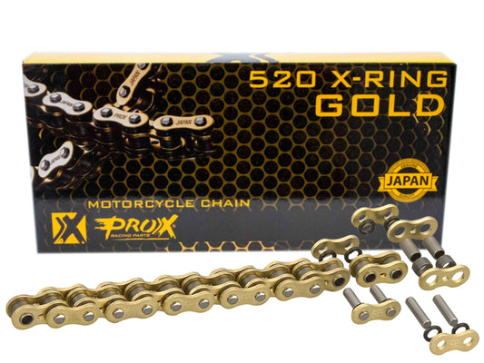 DRIVE CHAIN 520 X-RING GOLD 120 LINKS GOLD COLOR (OPEN + CLIP) (37.8KN)