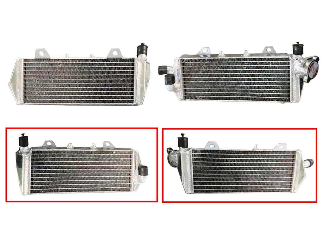 Radiator GasGas MC125 21-23, EX250 20-22, MC250 20-22, EX300 21-23, EC300 21-23, KTM SX125 19-23, SX150 19-23, XC125 21-23, SX250 20-23, XC250 20-23, XC-W250 20-23, SX300 20-23, XC300 19-23, XC-W300 20 Reinforced Standard Capacity Right (OEM:50535008100)