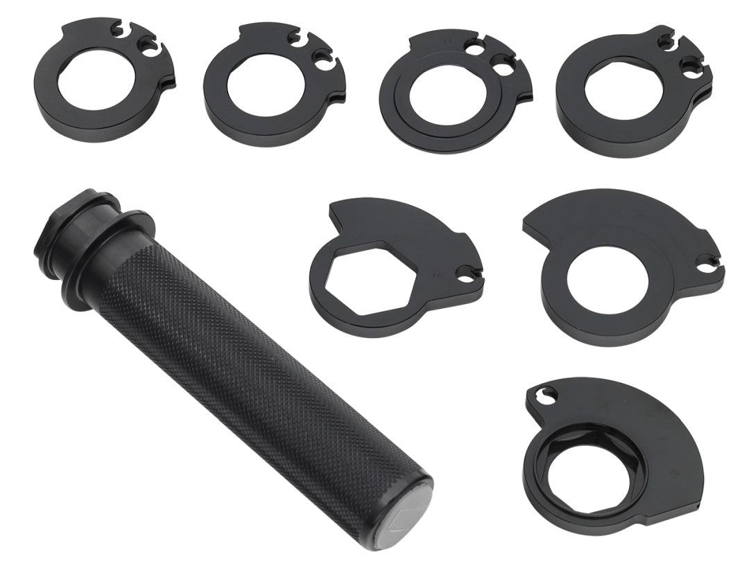 Aluminum Throttle Tube with 7 Adapters KTM SX 2T 98-20, EXC 2T 98-20, SXF 4T 02-20, EXCF 4T 02-20, Honda CR125 89-07, CR250 89-07, CRF250R 04-20, RX 19-20, Kawasaki KXF250 04-20, KXF450 06-20, Beta 250, 300RR 13-19