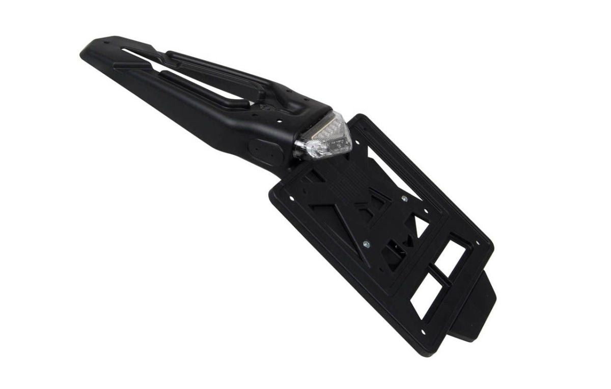 Universal license plate mount Racing (additional rear fender/removable plate) with LED light (30-degree angle) color black
