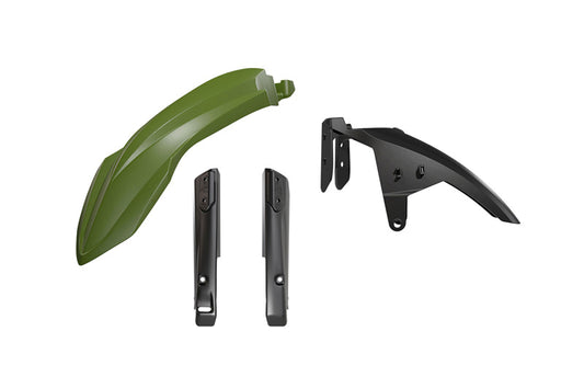 Complete front fender with fork guards (shock absorbers) YAMAHA T7 Tenere 700 19-24 color dark green/black