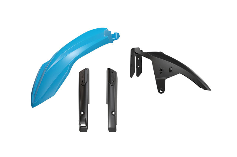 Complete front fender with fork guards (shock absorbers) YAMAHA T7 Tenere 700 19-24 color black/light blue (Rally Edition)