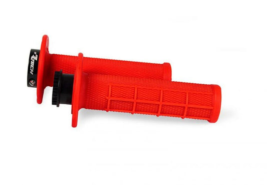 Grips R20 Lock-On (22+25mm) color neon red (half waffle) + 8 throttle tube adapters