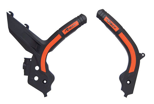 Frame guards (set) bi-material Super Grip KTM SX 250, 150, 125 19-21, SXF 450, 350, 250 19-21, SXF 450 18-21, EXC/EXCF 450, 350, 250, 150 20-21 color black orange