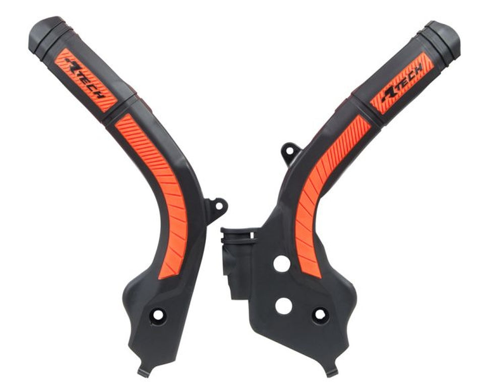 Frame guards (set) bi-material Super Grip KTM SX 150, 125 16-18, SX 250 17-18, EXC/EXCF 450, 350, 250 17-19, SXF 450, 350, 250 16-18 color black orange