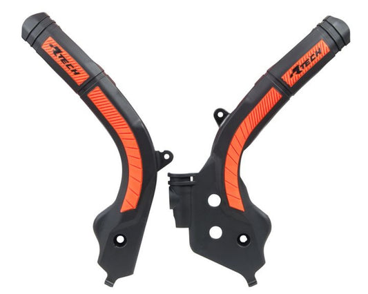 Frame guards (set) bi-material Super Grip KTM SX 150, 125 16-18, SX 250 17-18, EXC/EXCF 450, 350, 250 17-19, SXF 450, 350, 250 16-18 color black orange