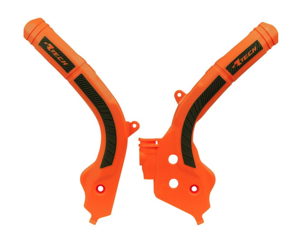Frame guards (set) bi-material Super Grip KTM SX 150, 125 16-18, SX 250 17-18, EXC/EXCF 450, 350, 250 17-19, SXF 450, 350, 250 16-18 color orange black