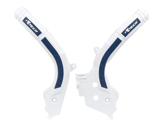 Frame guards (set) bi-material Super Grip HUSQVARNA TE/FE/TX/FX 501-125 17-21, TC 250 17-21, TC 125 16-21, FC 450, 350, 250 16-21, FS 450 17-21 color white blue