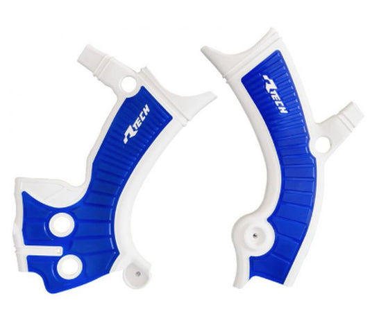 Frame guards (set) bi-material YAMAHA YZF 450 18-21, YZ-FX 450 19-21, YZF 250 19-21, YZ-FX 250 20-21, WRF 450 19-21, WRF 250 20-21 color white blue