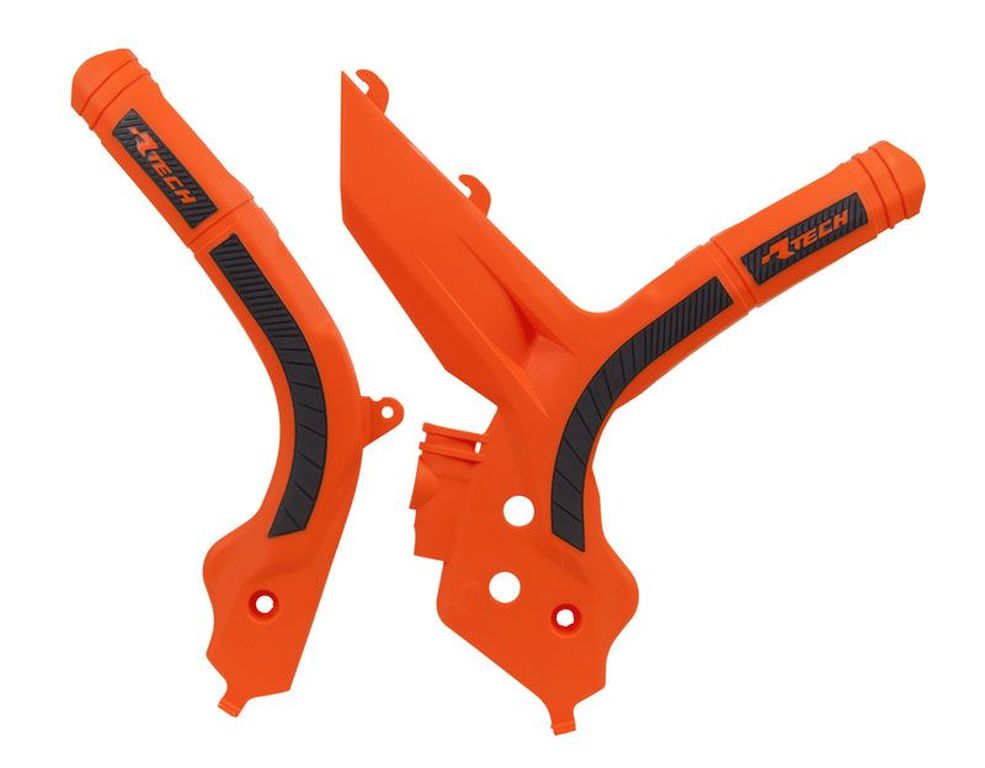 Frame guards (set) bi-material Super Grip KTM SX 250, 150, 125 19-21, SXF 450, 350, 250 19-21, SXF 450 18-21, EXC/EXCF 450, 350, 250, 150 20-21 color orange black