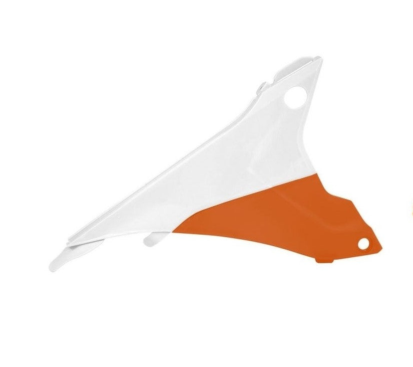 Right air filter cover KTM EXC/EXCF 125-500 14-16 OEM 2015 white/orange (KT04054999WRT)