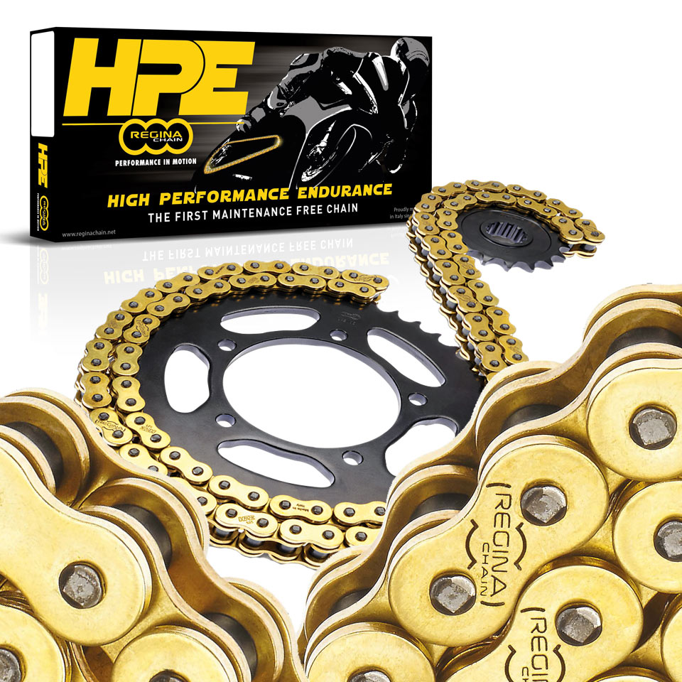 Drive chain 525HPE (128 links) Z-ring Supersport/Enduro maintenance-free gold (rivet link)