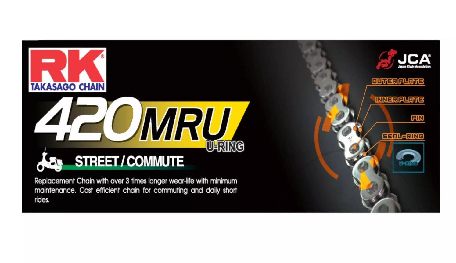 Drive chain 420MRU-142 (U-ring) clip (CL) included standard color (capacity: up to 450 cc) (35.6 kN)