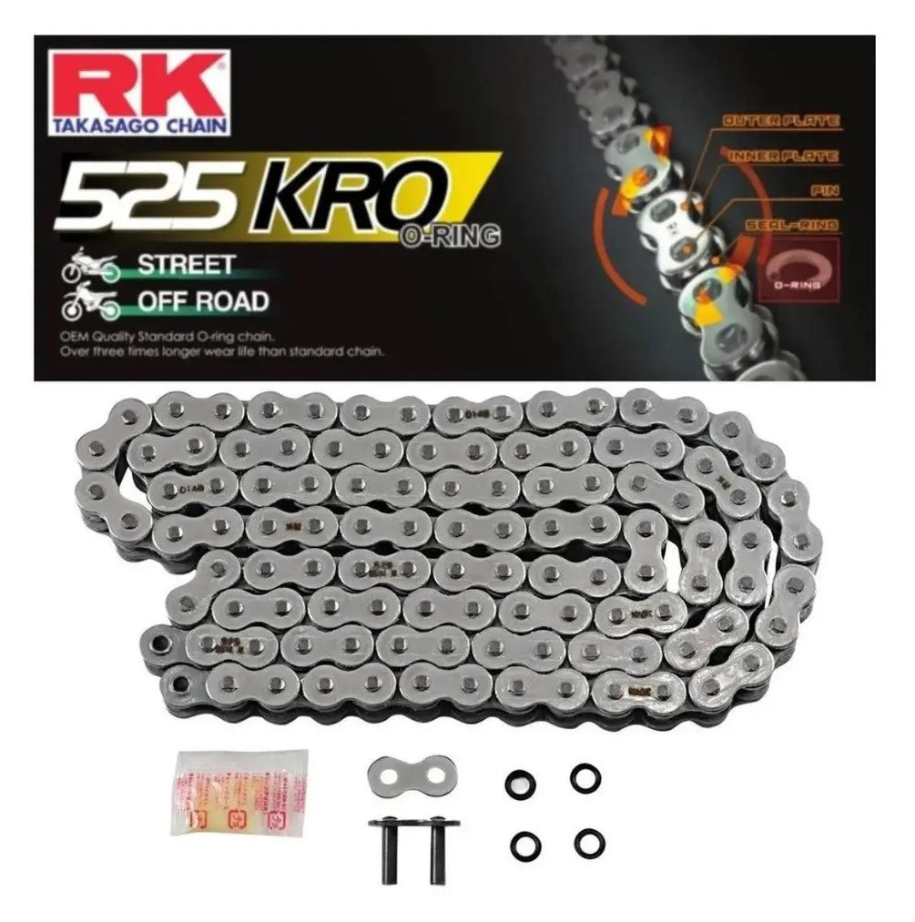 Drive chain 525KRO-124 (O-ring) rivet link (CLF) included standard color (capacity: up to 800 cc) (38.3 kN)