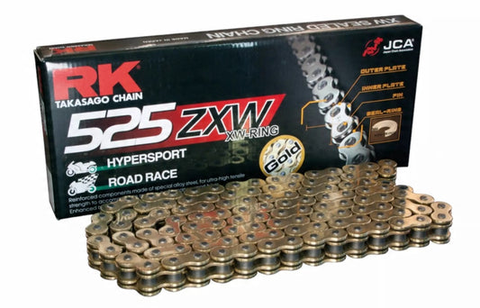 Drive chain 525ZXW-110 (XW-ring) rivet link (CLF) included color gold (capacity: up to 1300 cc) (46.4 kN)