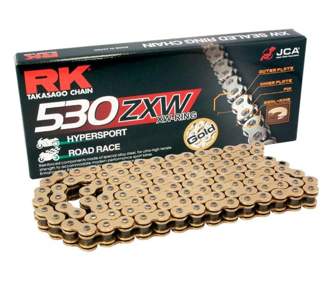 Drive chain 530ZXW-116 (XW-ring) rivet link (CLF) included color gold (capacity: up to 1400 cc) (44 kN)