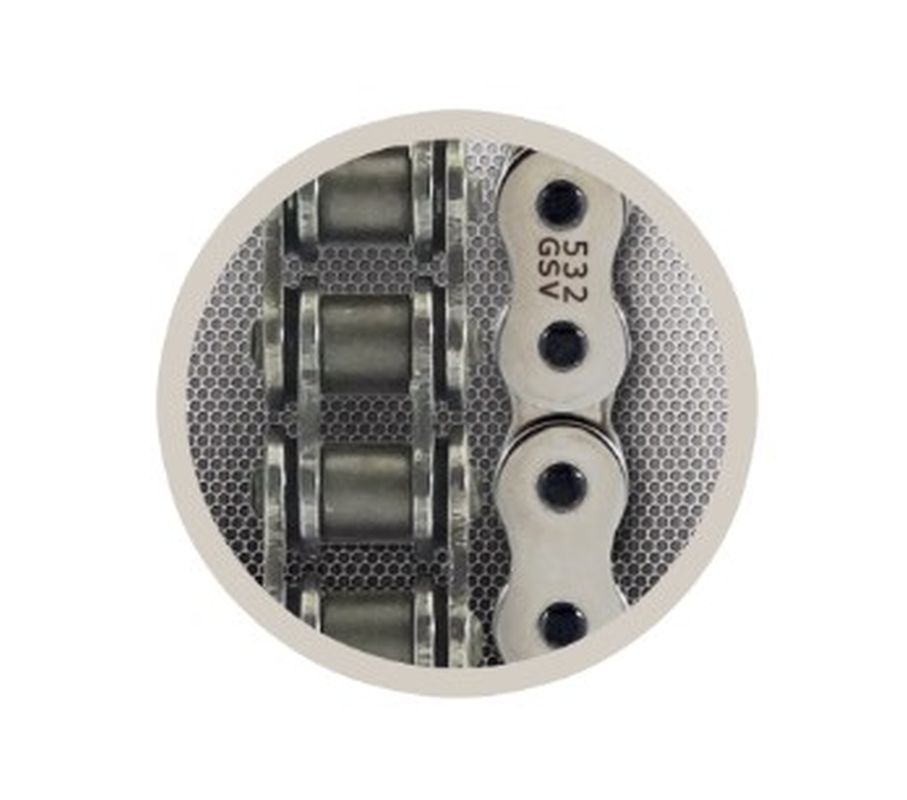 Drive chain 532GSV-110 (110 links) XW-ring up to 1200 cc / 43.0 kN (rivet link included) - after mounting attempt