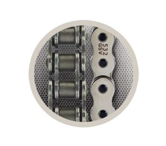 Drive chain 532GSV-110 (110 links) XW-ring up to 1200 cc / 43.0 kN (rivet link included) - after mounting attempt