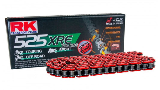 Drive chain BB525XRE-124 (XW-ring) rivet link (CLF) included color red (capacity: up to 1000 cc) (42 kN)