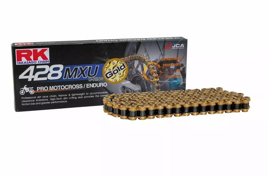 Drive chain (Enduro) GB428MXU-136 (U-ring) clip (CL) included color gold (capacity: up to 150 cc) (27 kN)